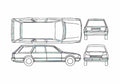 Blueprint Peugeot 505 Break Wagon 1985 A4 Photo Print