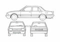 Blueprint Peugeot 505 Sedan 1986 A4 Photo Print