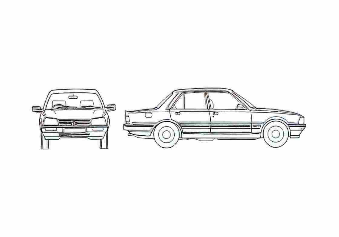 Blueprint Peugeot 505 Turbo Sedan 1987 A4 Photo Print