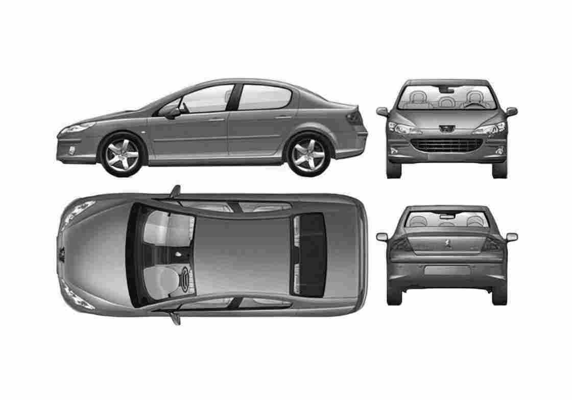 Blueprint Peugeot 607 Sedan 2006 A4 Photo Print
