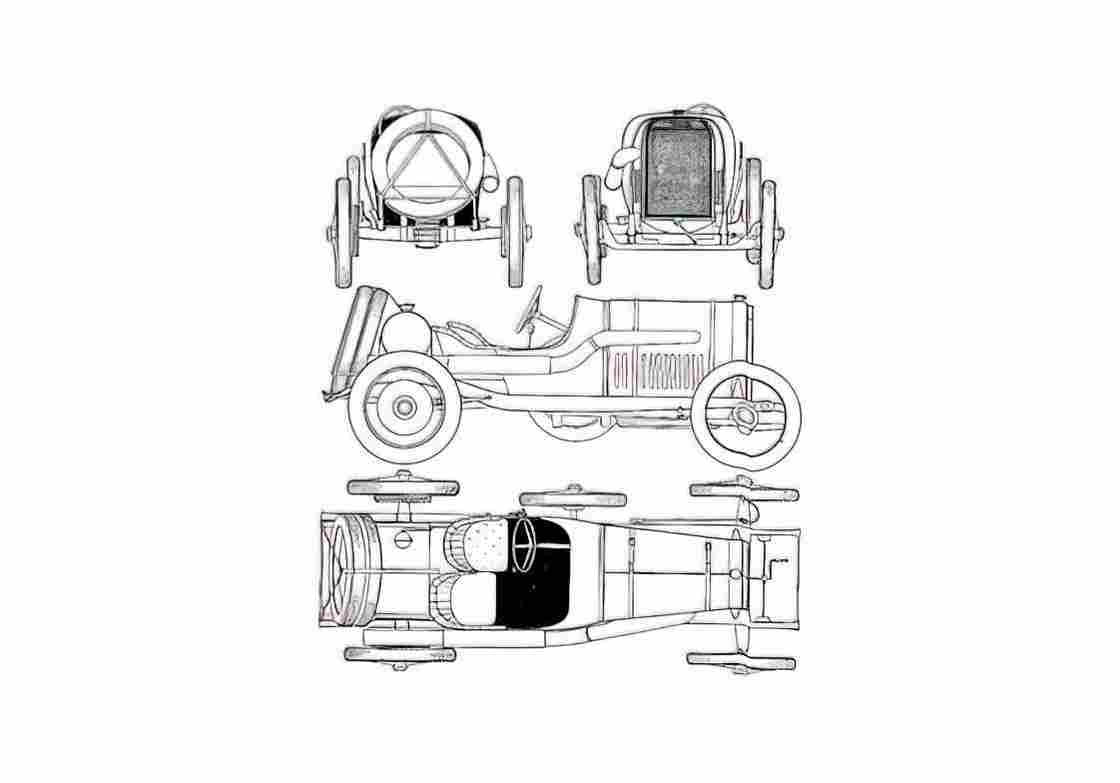 Blueprint Peugeot 76I Grand Prix OW 1912 A4 Photo Print