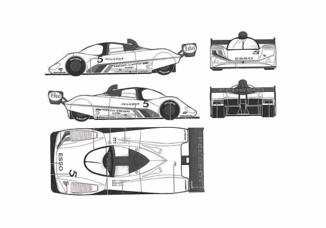 Blueprint Peugeot 905 OW 1990 A4 Photo Print