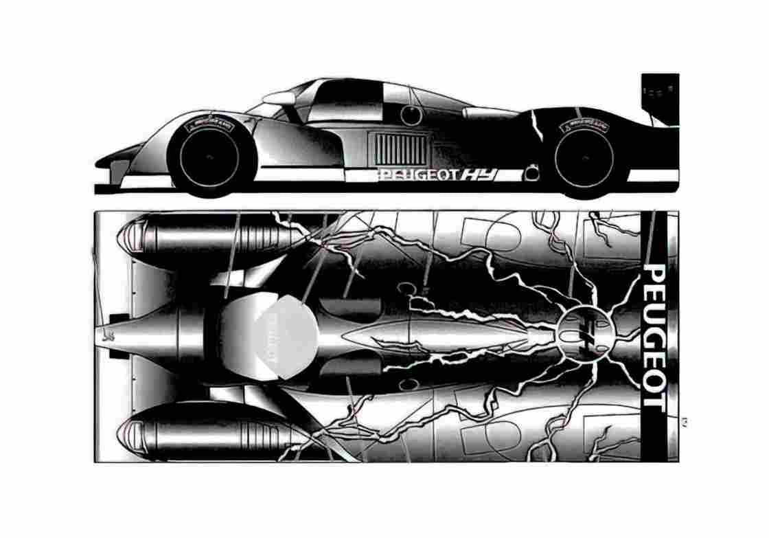 Blueprint Peugeot 908 hy OW 2007 A4 Photo Print