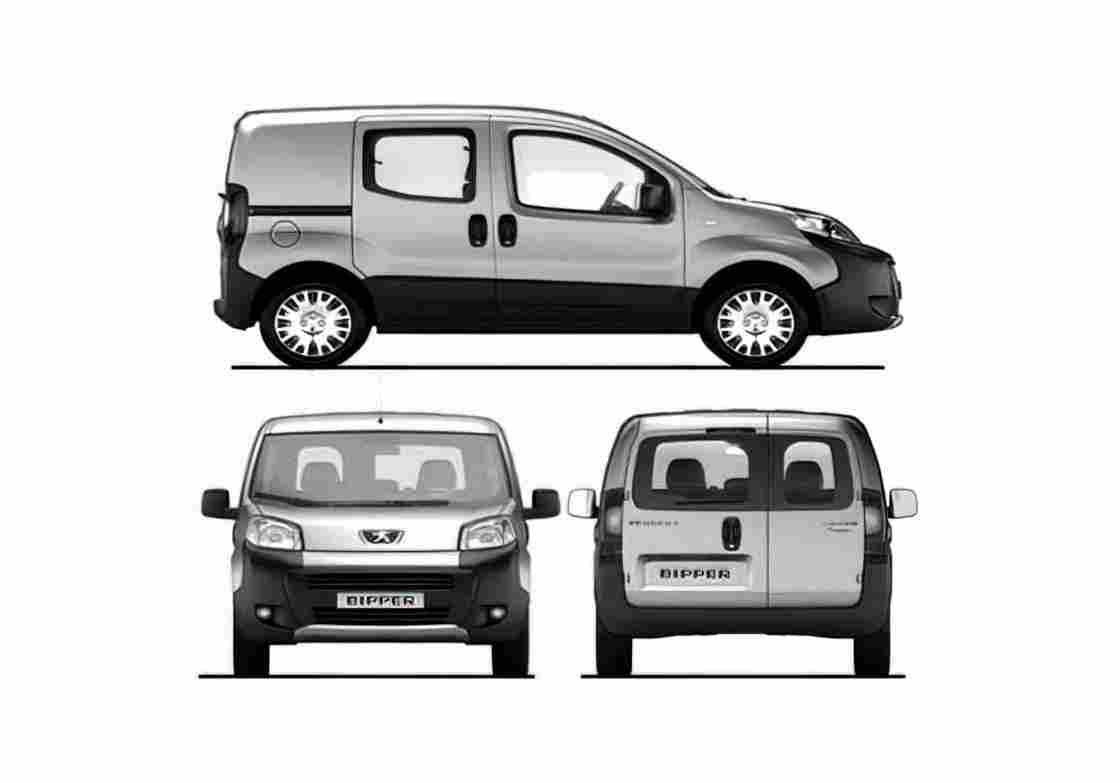 Blueprint Peugeot Bipper Tepee Van 2009 A4 Photo Print