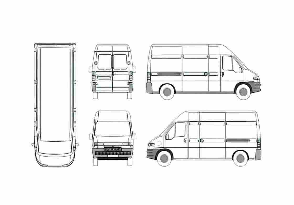 Blueprint Peugeot Boxer Van 1999 A4 Photo Print