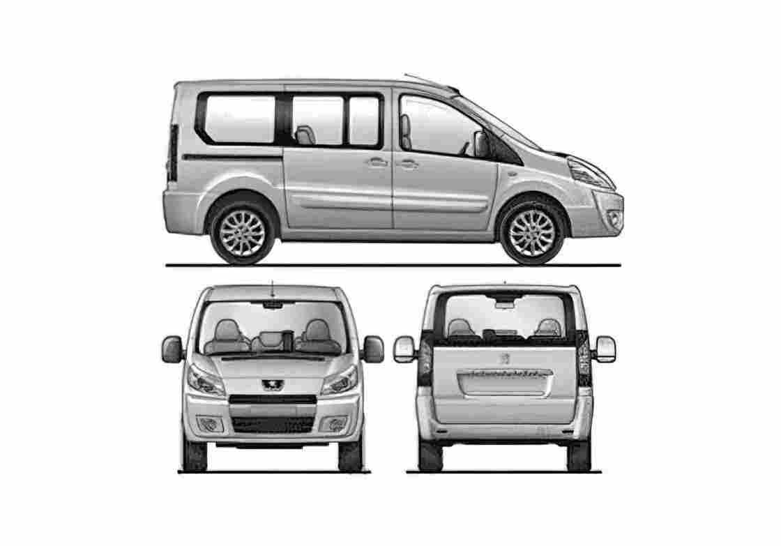 Blueprint Peugeot Expert Tepee Minivan 2008 A4 Photo Print