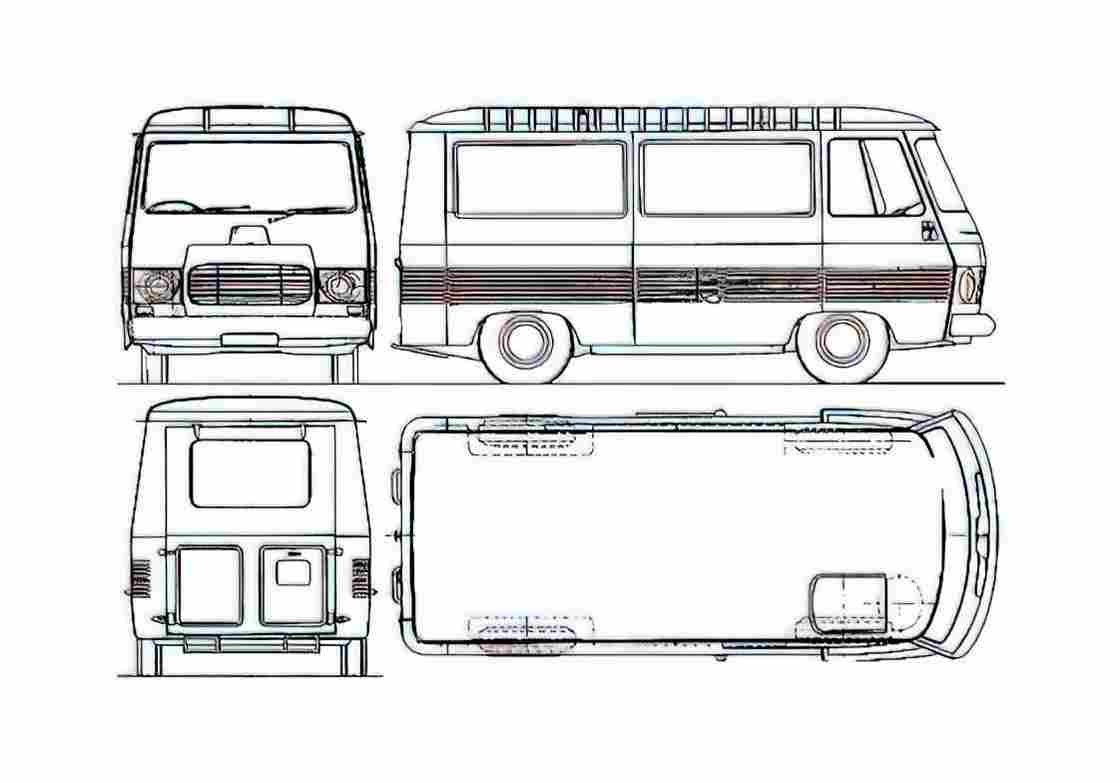 Blueprint Peugeot J7 Bus 1966 A4 Photo Print