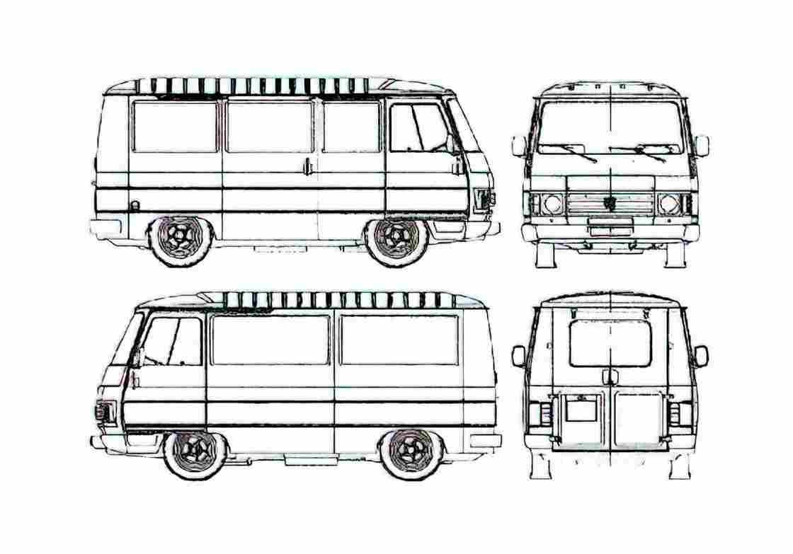 Blueprint Peugeot J9 Bus 1971 A4 Photo Print