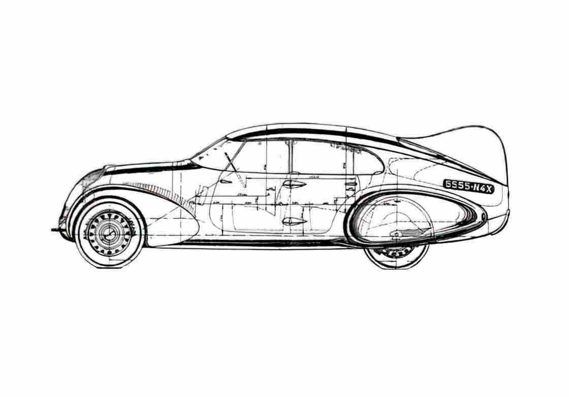 Blueprint Peugeot N4X Sedan 1937 A4 Photo Print