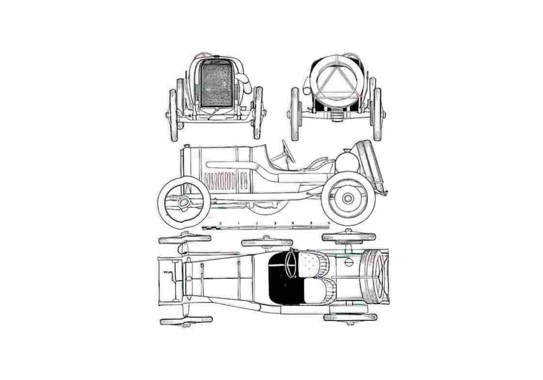 Blueprint Peugeot OW 1912 A4 Photo Print