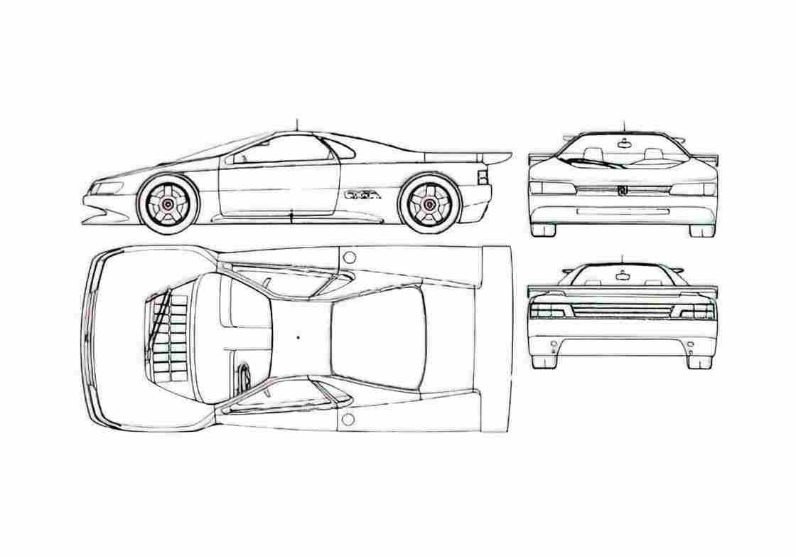 Blueprint Peugeot Oxia Coupe 1989 A4 Photo Print