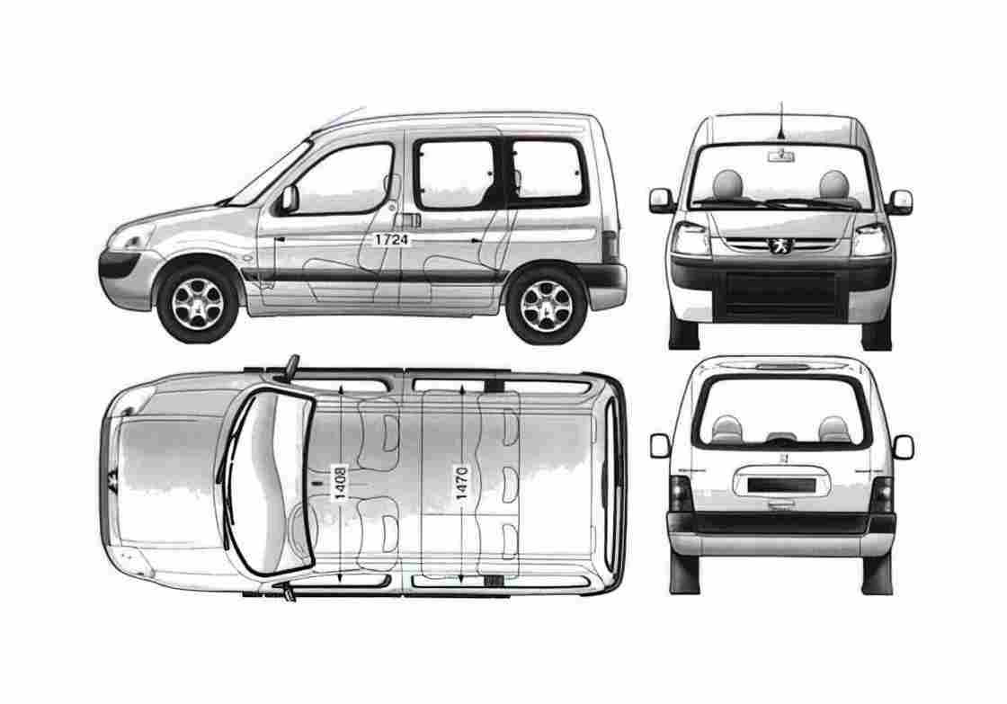 Blueprint Peugeot Partner Minivan 2004 A4 Photo Print