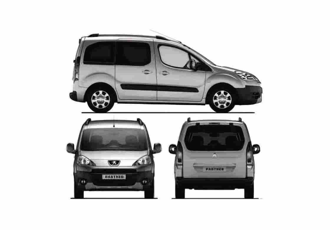 Blueprint Peugeot Partner Minivan 2008 A4 Photo Print