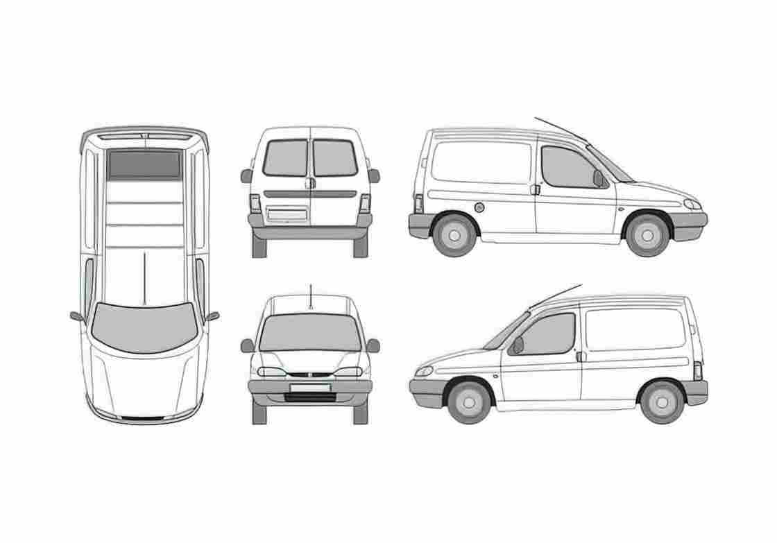 Blueprint Peugeot Partner Van 2004 A4 Photo Print