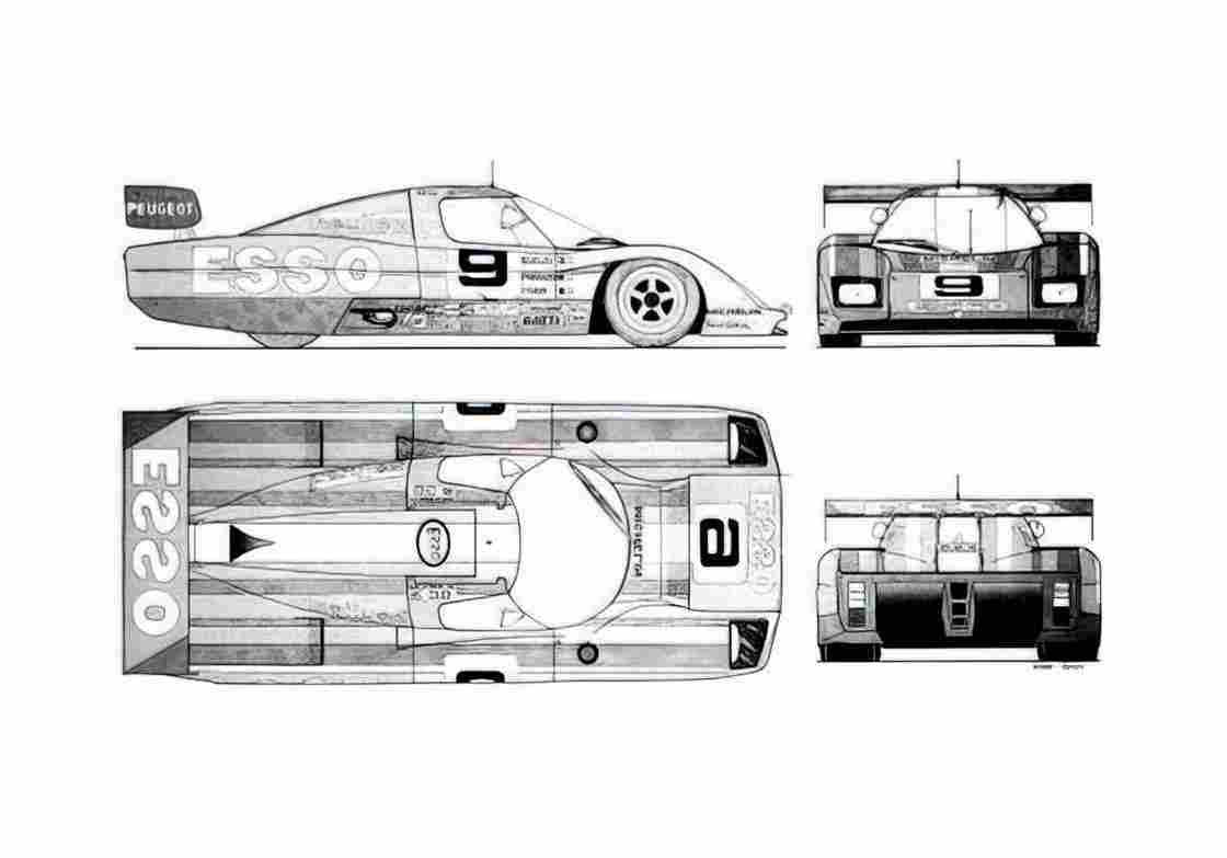 Blueprint Peugeot WM ZNS 4T Coupe 1982 A4 Photo Print