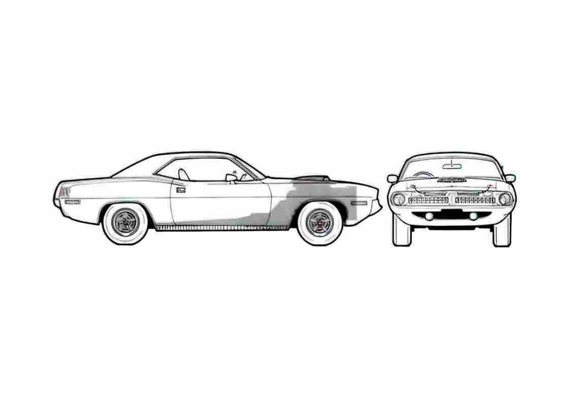 Blueprint Plymouth Barracuda 440 Six Pack Coupe 1970 A4 Photo Print