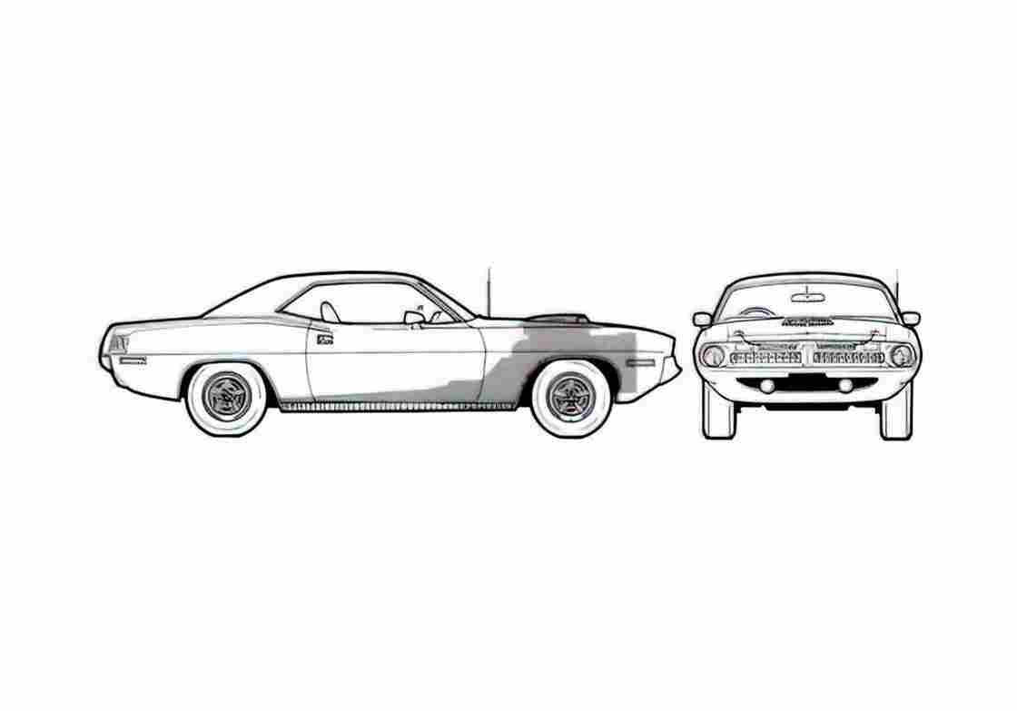 Blueprint Plymouth Barracuda Coupe 1970 A4 Photo Print