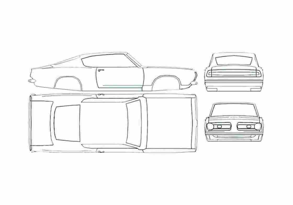 Blueprint Plymouth Barracuda Fastback Coupe 1968 A4 Photo Print