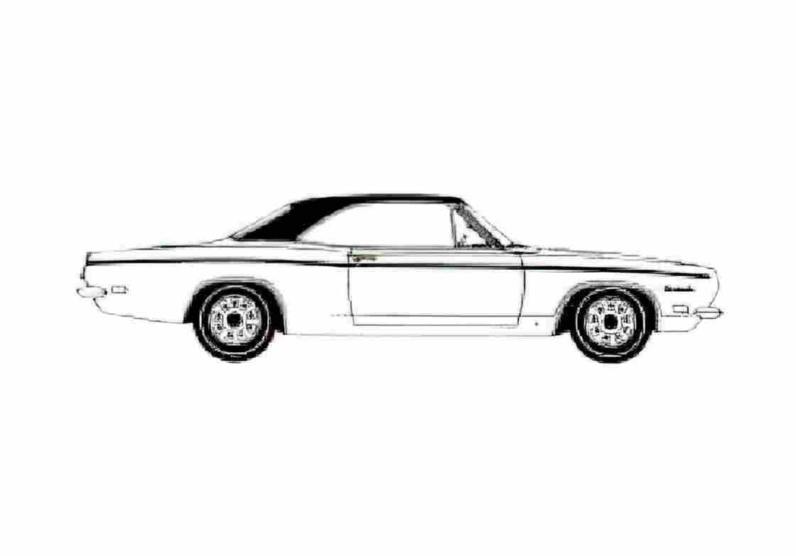 Blueprint Plymouth Barracuda Sport Coupe 1969 A4 Photo Print