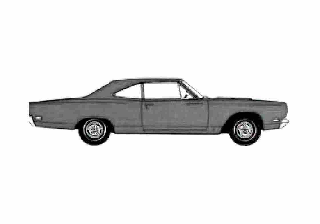 Blueprint Plymouth Belvedere Road Runner Coupe 1969 A4 Photo Print