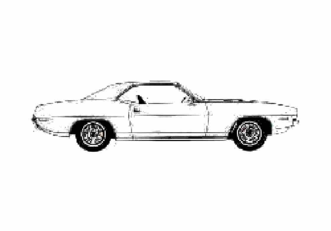 Blueprint Plymouth Cuda V8 Coupe 1972 A4 Photo Print