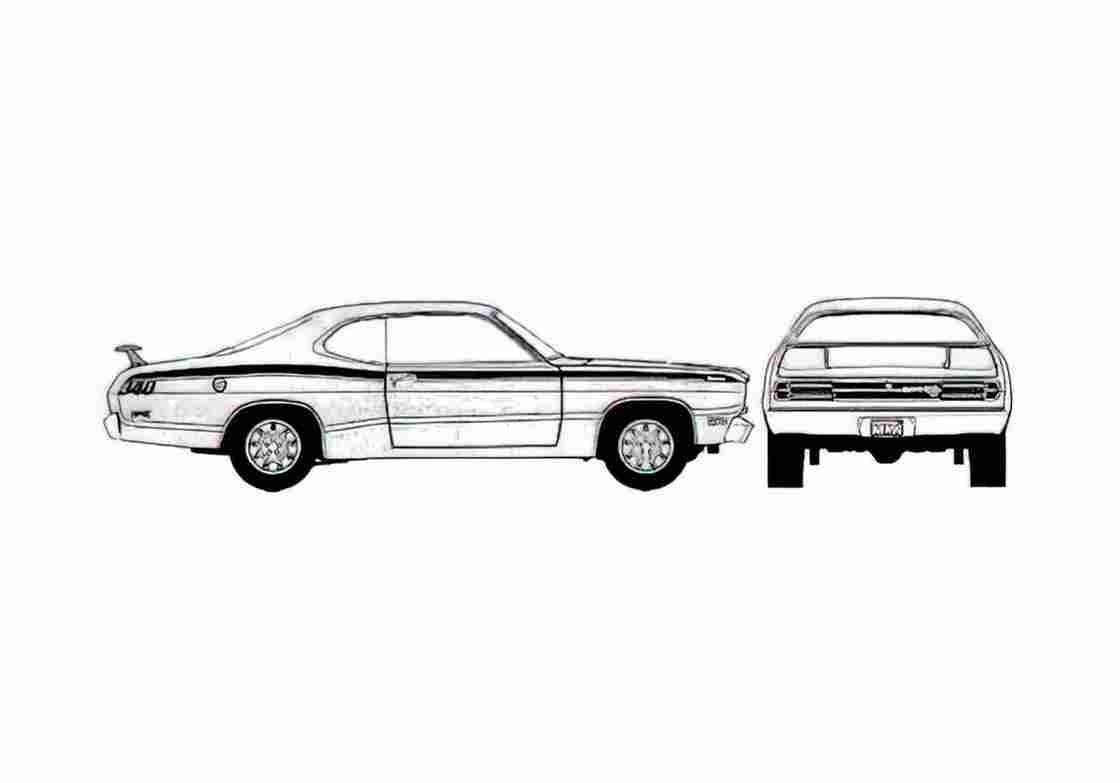 Blueprint Plymouth Duster Coupe 1971 A4 Photo Print