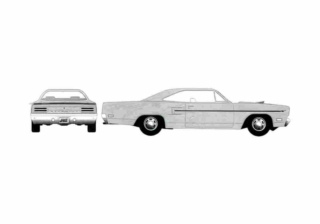 Blueprint Plymouth Road Runner Coupe 1970 A4 Photo Print