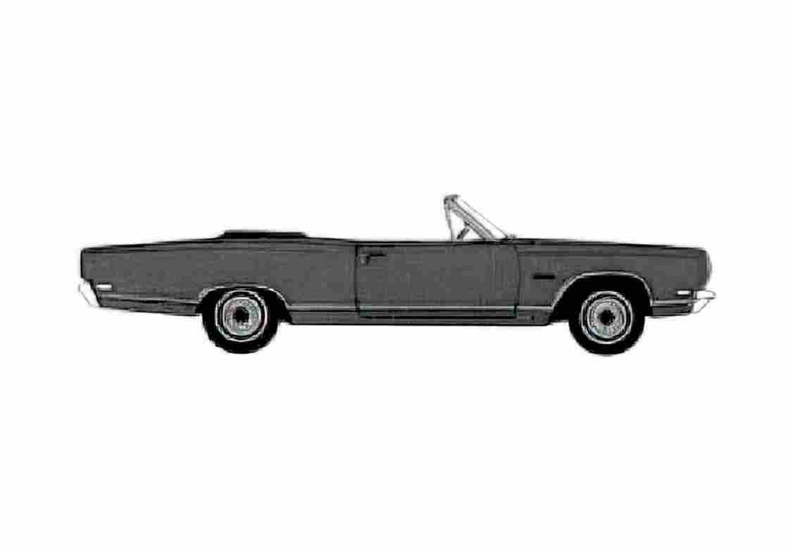 Blueprint Plymouth Satellite Sport Convertible Cabriolet 1969 A4 Photo Print