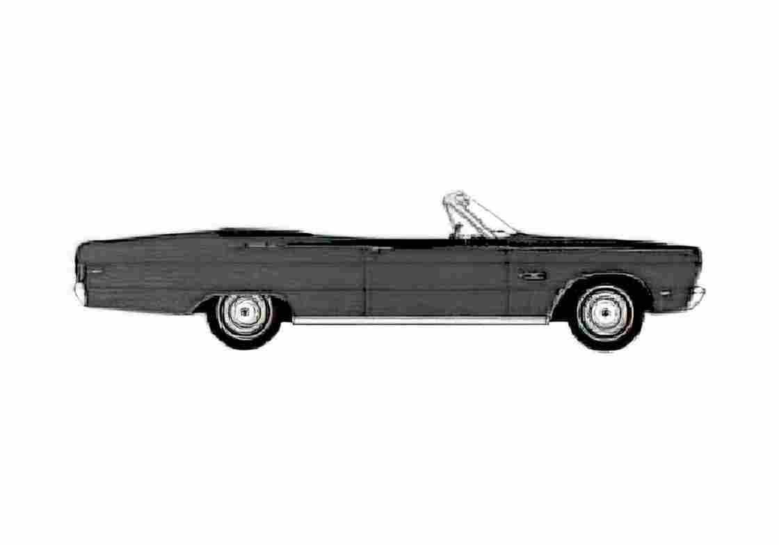 Blueprint Plymouth Sport Fury Convertible Cabriolet 1969 A4 Photo Print