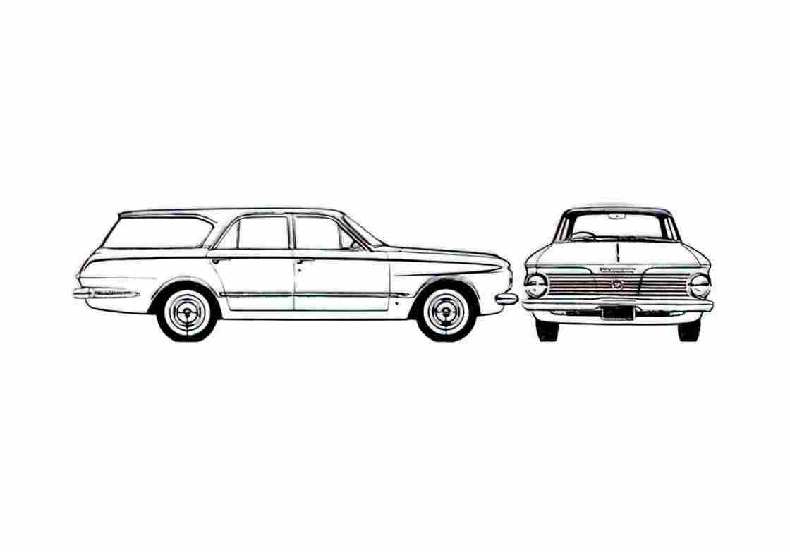 Blueprint Plymouth Valiant Station Wagon 1964 A4 Photo Print