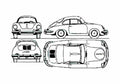 Blueprint Porsche 356 B Coupe 1948 A4 Photo Print