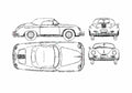 Blueprint Porsche 356 Speedster Roadster 1955 A4 Photo Print