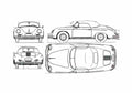 Blueprint Porsche 356 Speedster Roadster 1958 A4 Photo Print