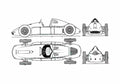 Blueprint Porsche 360 Cisitalia GP OW 1948 A4 Photo Print