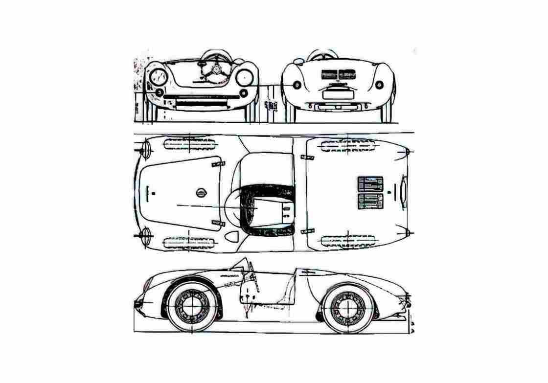 Blueprint Porsche 550 A Spyder Roadster 1956 A4 Photo Print
