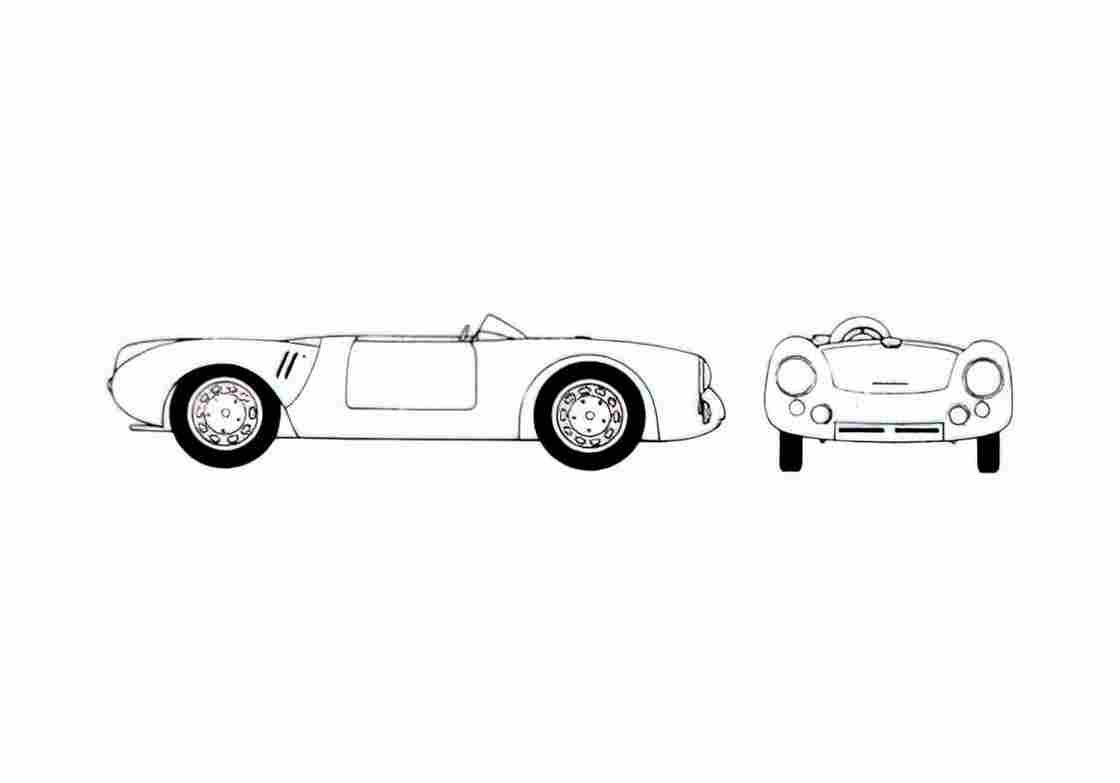 Blueprint Porsche 550 Spyder Roadster 1954 A4 Photo Print
