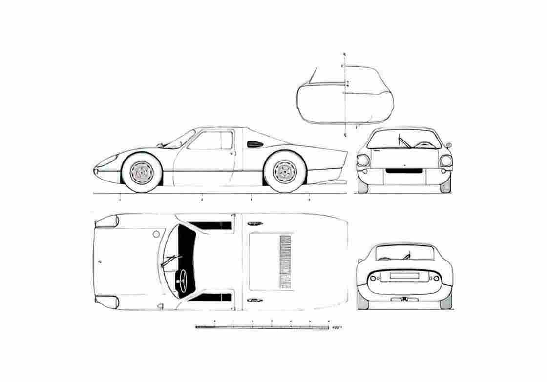 Blueprint Porsche 904 GT Coupe 1960 A4 Photo Print
