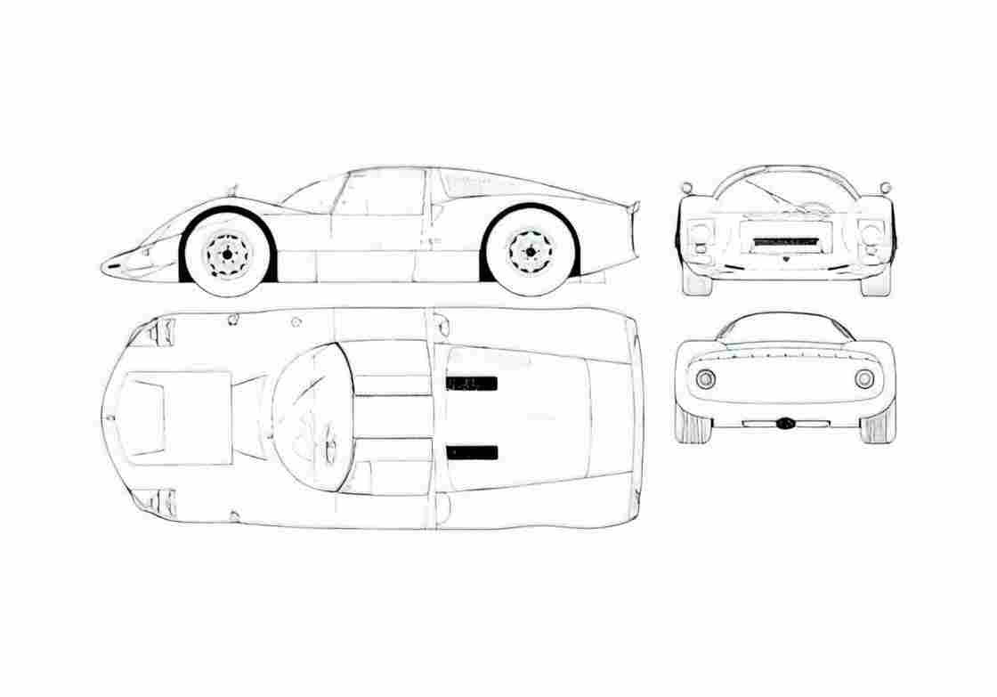 Blueprint Porsche 906 Carrera 6 Coupe 1965 A4 Photo Print