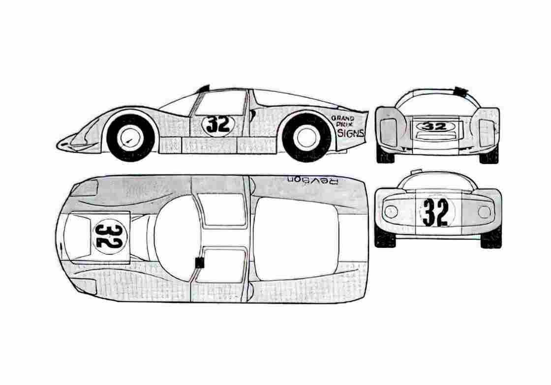 Blueprint Porsche 906 Carrera 6 Coupe 1966 A4 Photo Print