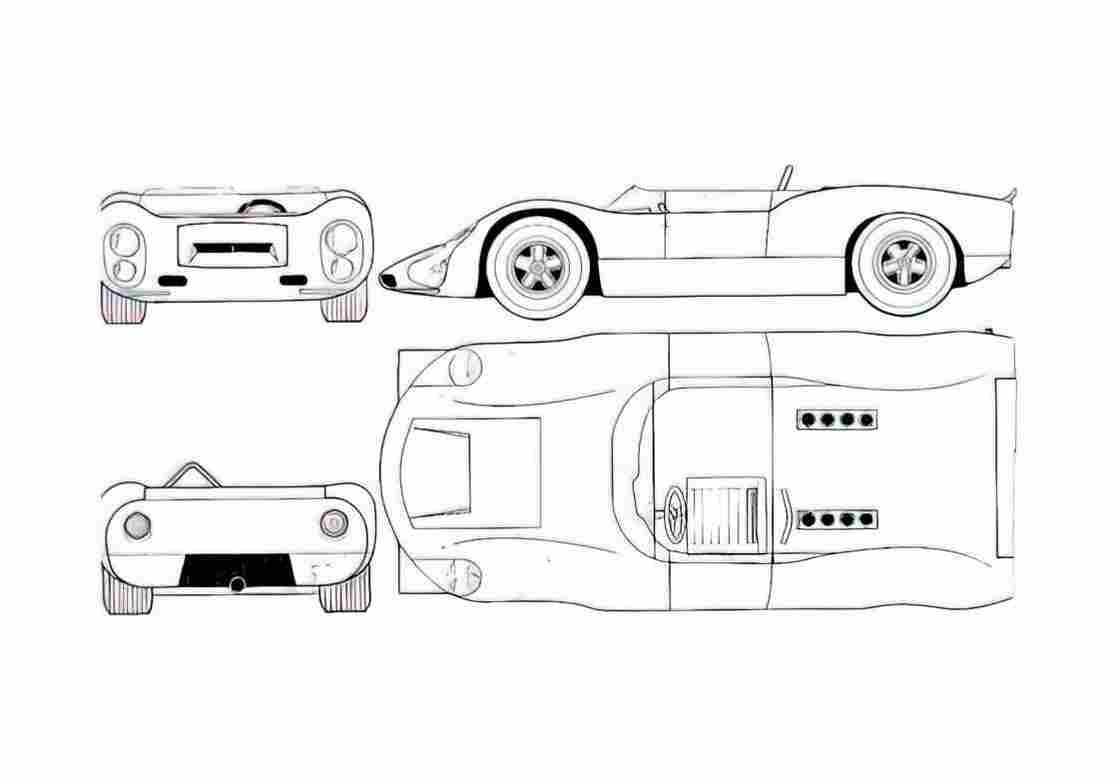 Blueprint Porsche 910 Carrera 10 Bergspyder Hillclimb Roadster 1967 A4 Photo Print