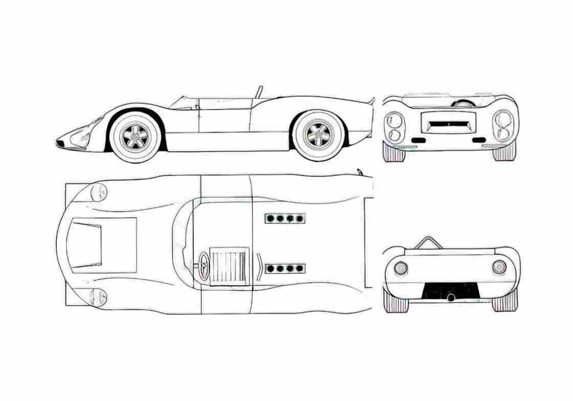 Blueprint Porsche 910 Carrera 10 Cabriolet 1966 A4 Photo Print