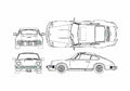 Blueprint Porsche 911 901) Carrera Coupe 1985 A4 Photo Print