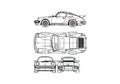 Blueprint Porsche 911 930) Turbo 3.3 Coupe 1977 A4 Photo Print