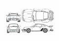 Blueprint Porsche 911 930) Turbo 3.3 Coupe 1985 A4 Photo Print