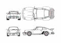 Blueprint Porsche 911 930) Turbo 3.3 Coupe 1989 A4 Photo Print