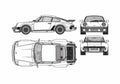 Blueprint Porsche 911 930) Turbo Coupe 1975 A4 Photo Print