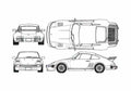 Blueprint Porsche 911 930) Turbo Slantnose Coupe 1982 A4 Photo Print