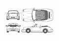 Blueprint Porsche 911 964 Carrera 2 Cabriolet 1990 A4 Photo Print