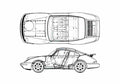 Blueprint Porsche 911 964) Carrera 4 Coupe 1989 A4 Photo Print
