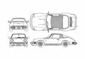 Blueprint Porsche 911 964) Carrera Cabriolet 1989 A4 Photo Print